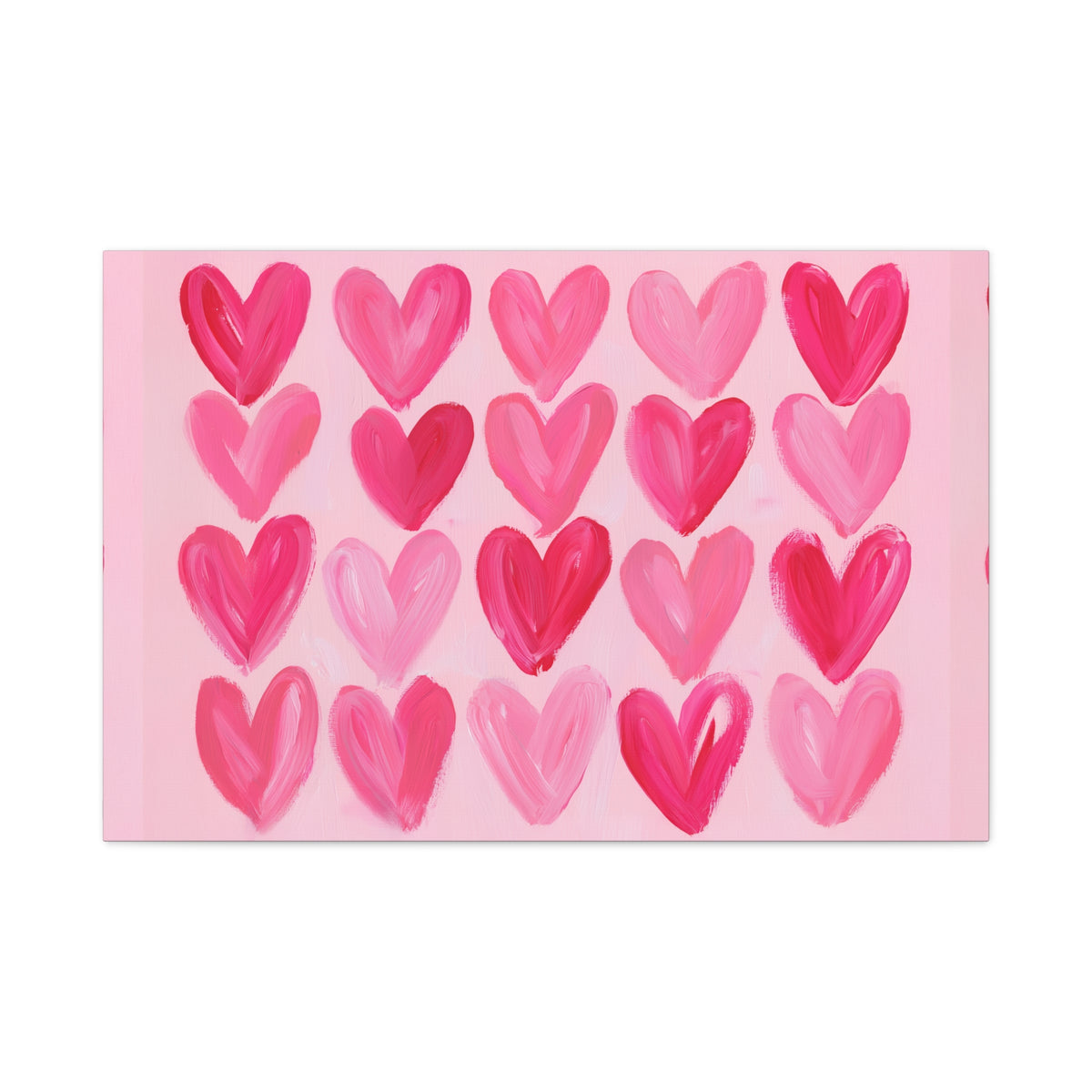 Preppy Pink Hearts Matte Canvas, Preppy Dorm Decor, Girl's Room Art