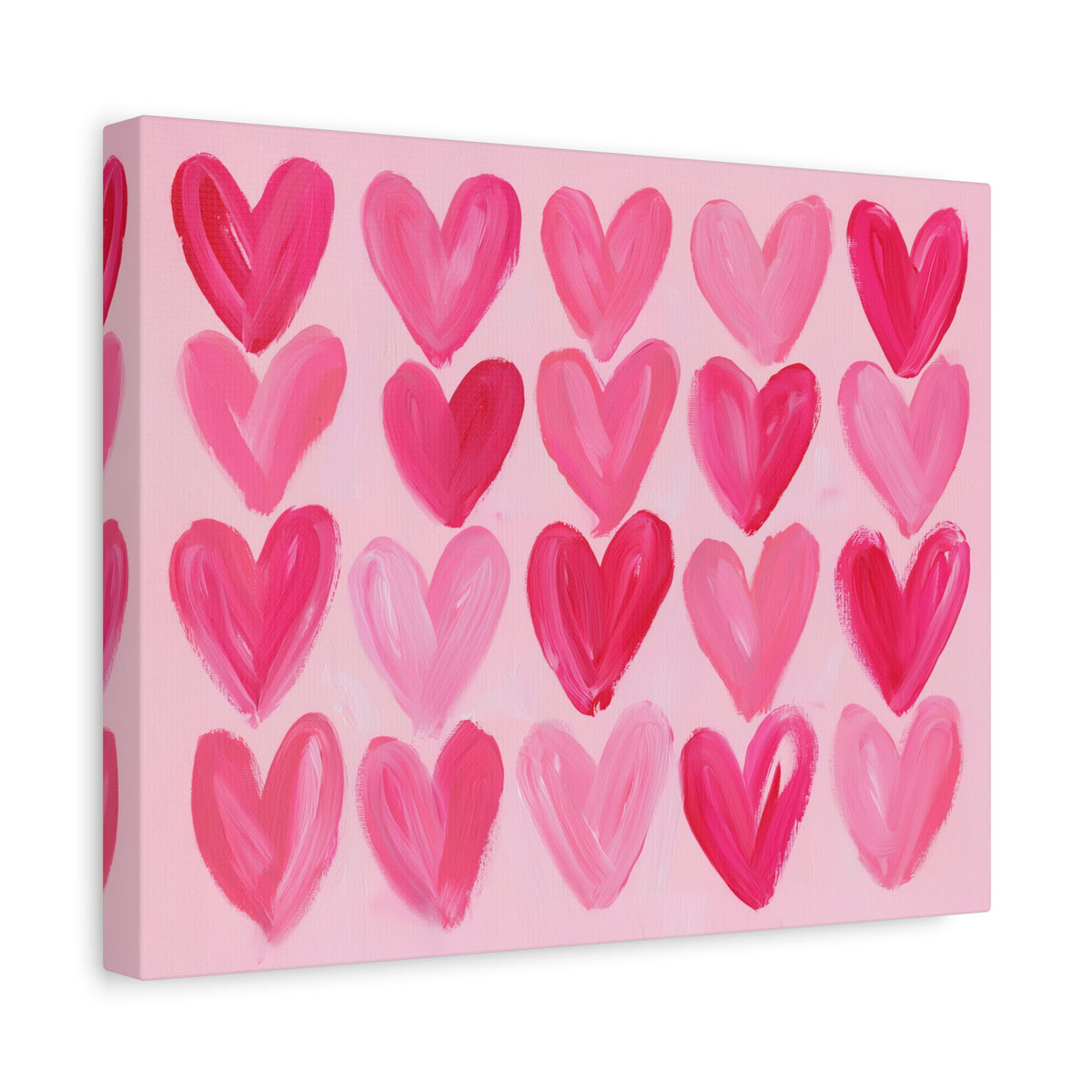 Preppy Pink Hearts Matte Canvas, Preppy Dorm Decor, Girl's Room Art